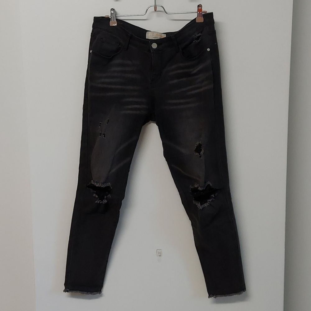 Distressed Gray Denim Jeans